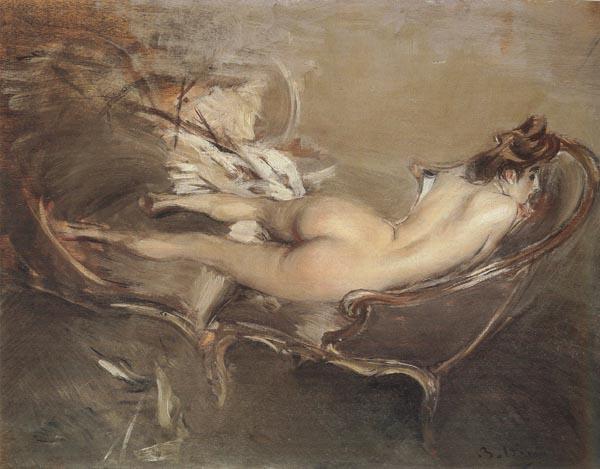 Giovanni Boldini A Reclining Nude on a Day-bed